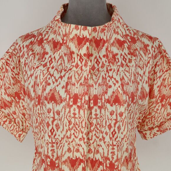 Cache Jacket Womens Small Ivory Orange Stretch Cotton Pockets Snaps Career - Picture 15 of 15